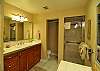 Vanity counter in the lower bath.