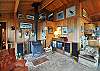 The living room and wood stove - TV for DVD's only.