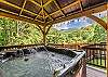 Covered hot tub area with great mountain view