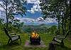 Fire pit with a beautiful mountain view 
