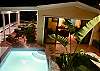The pool is set into the deck and bordered by lounges and tropical landscaping. This combined with the star-filled sky makes evenings...simply magical.
