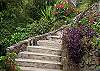 Flower gardens and walls of native stone lead you down to the...