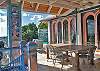 Just outside is a beautiful tiled dining table, which comfortably seats eight, and even more in a pinch. The upper deck at Sapphire Breeze has both shaded and unshaded lounging areas.
