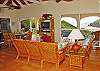 Three large sets of glass sliders puts you in the middle of the beautiful Chocolate Hole Bay scenery.