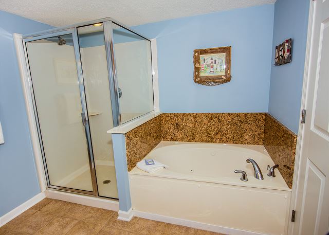 Bath linens are provided for your stay -- enjoy the jetted tub and glass enclosure shower at the end of the day.