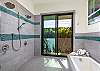 walk-in double shower with bathtub