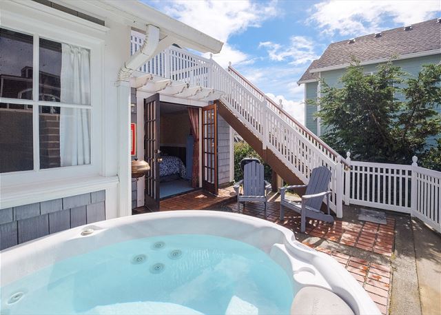 Image Staircase is to upper deck . Private patio & hot tub