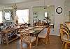 Tile floor in this dining room - sweeping up is a breeze. More space at the high bar!