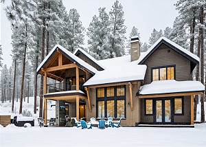 Exterior in Snow with lights