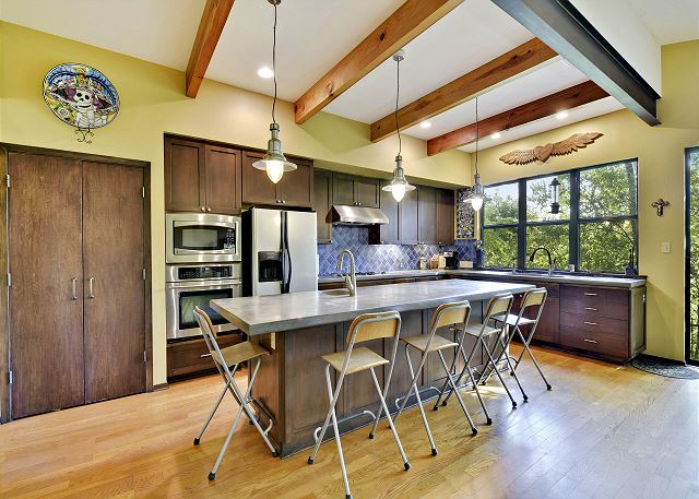 Rustic kitchen with a one of a kind island