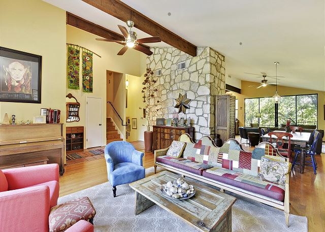 The open view of the main sitting, main living and kitchen area