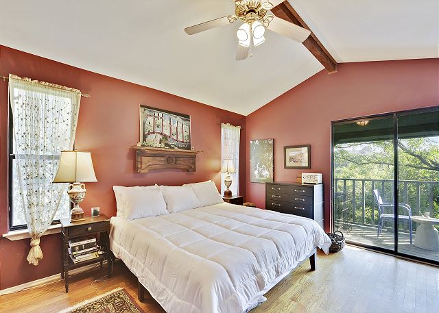 Another angle of the master bedroom with a great deck to enjoy the view!