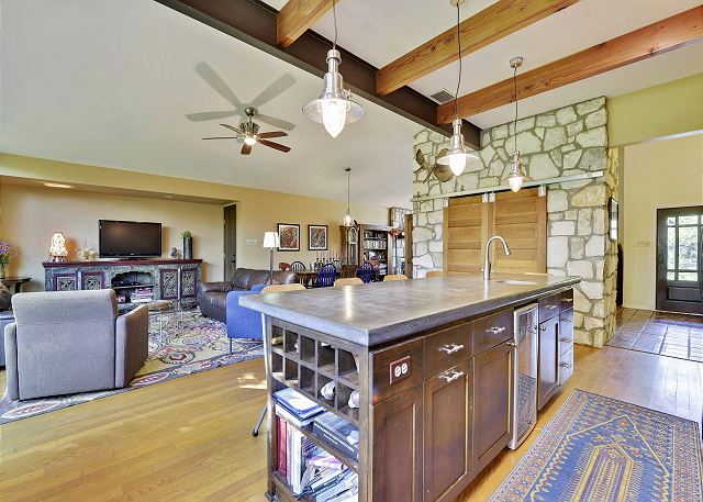 Main living and kitchen area - perfect place to cook some breakfast and enjoy your groups company