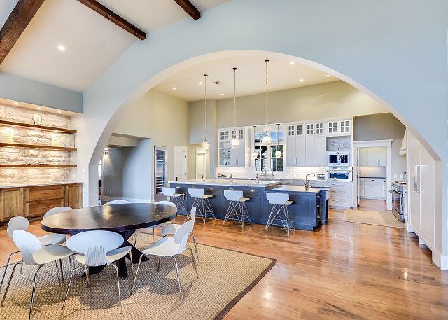 The main kitchen viewed from the main room. A perfect setting to enjoy some breakfast tacos for which Austin is famous!