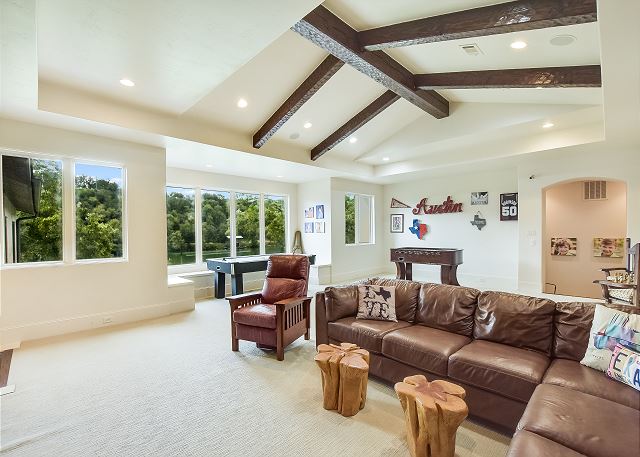 Lots of seating for a football game here in the game room