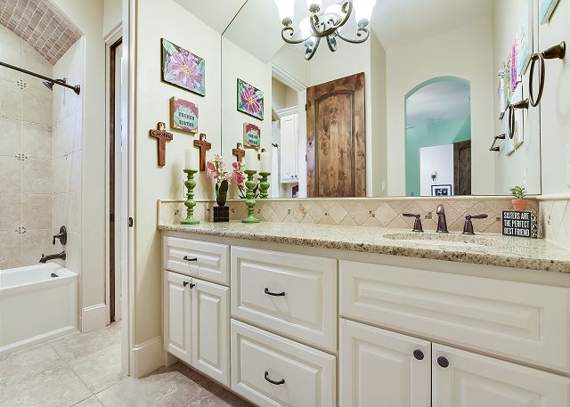 One the full bathroom connected to the bedroom