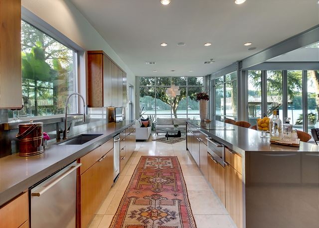 Large kitchen with high end appliances