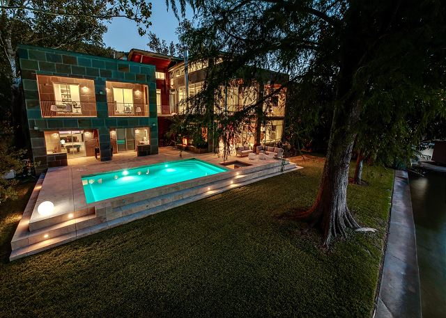Enjoying this beautiful outdoor space doesn't have to end when the sun goes down