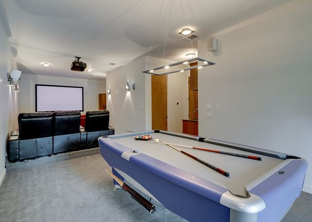 Play a game of pool and enjoy a movie with family and friends