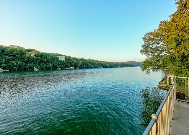 Expansive lake views from the upper level of the dock
