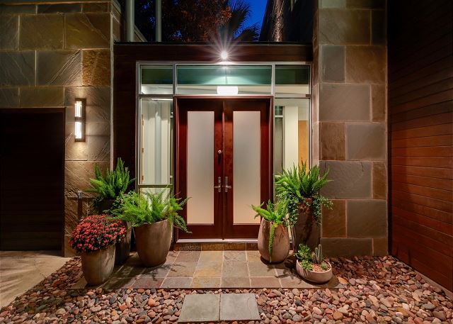 Close up view of the front door.