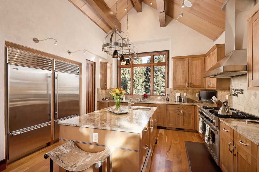 Updated Kitchen with high ceilings. 