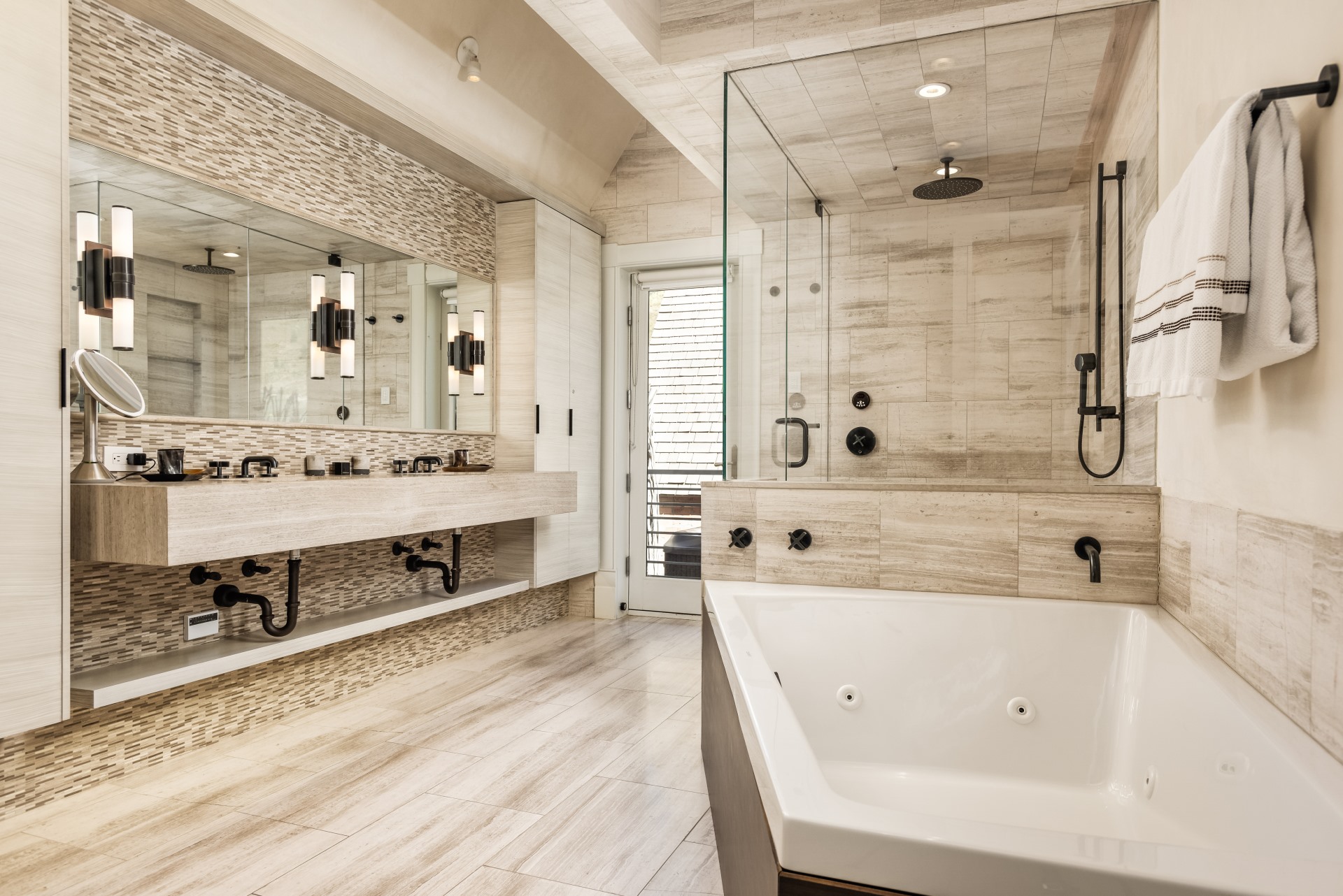 Spacious Master Bathroom with tub and shower. 