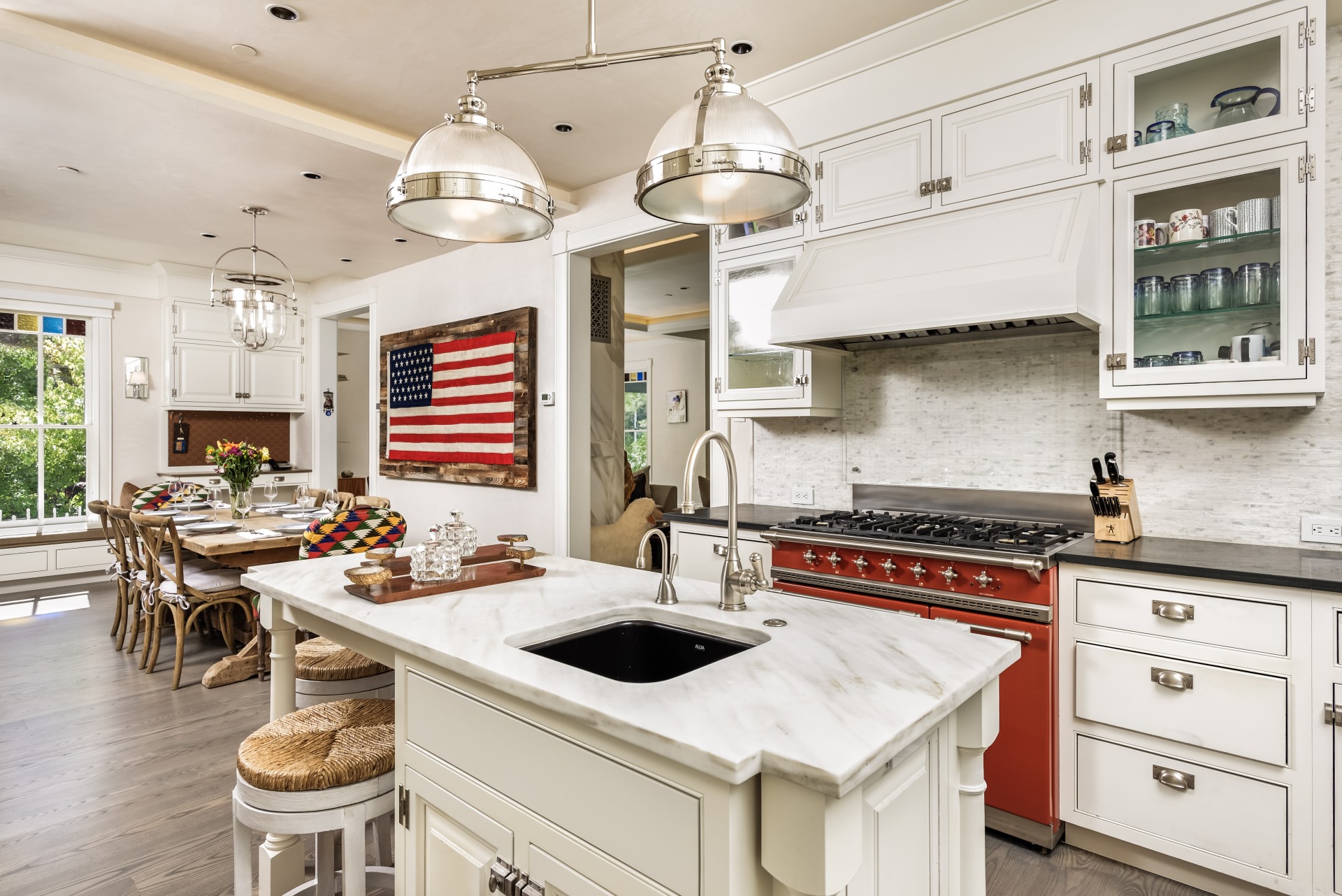 Kitchen and dining space. 