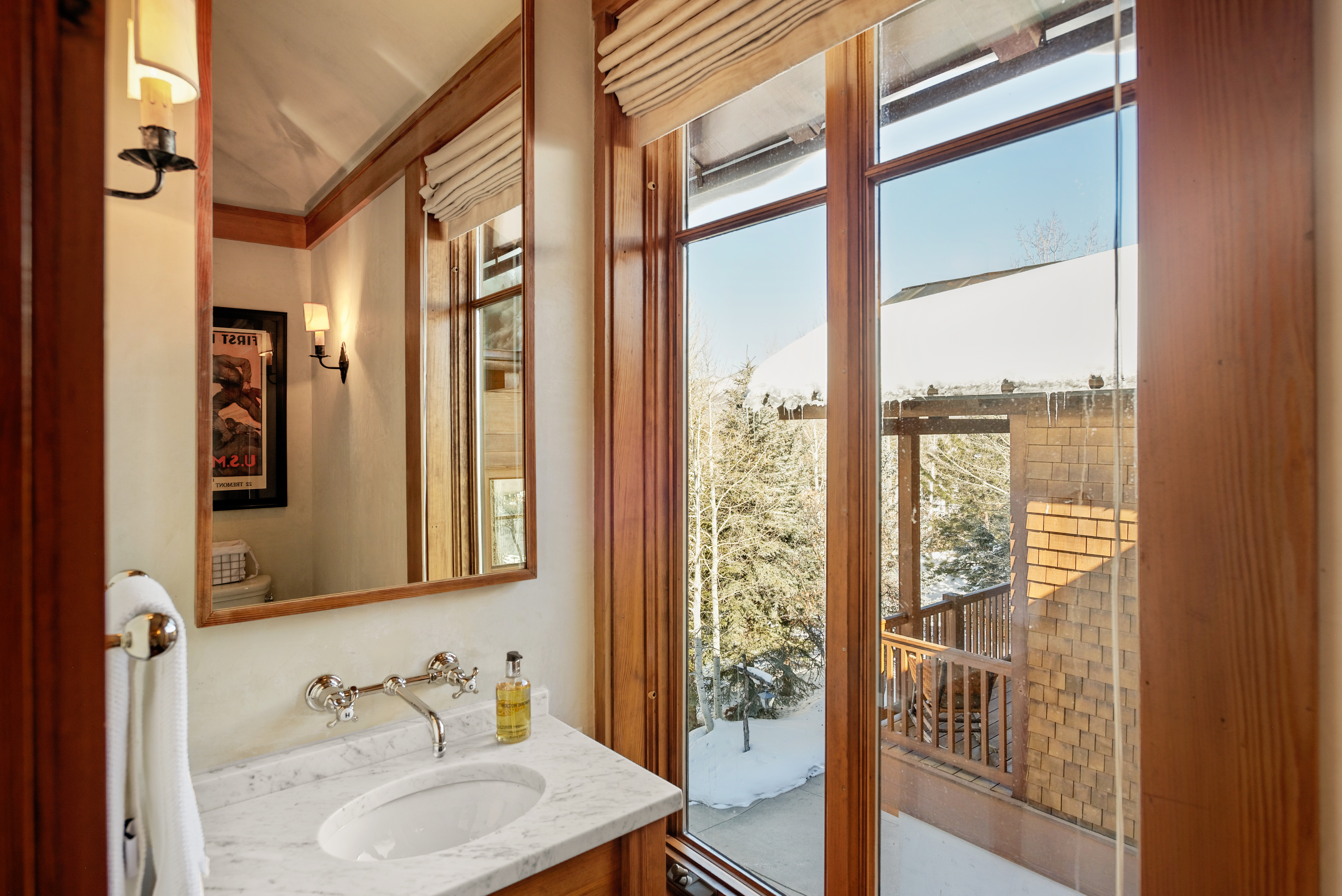 Powder Room with Floor to Ceiling window. 