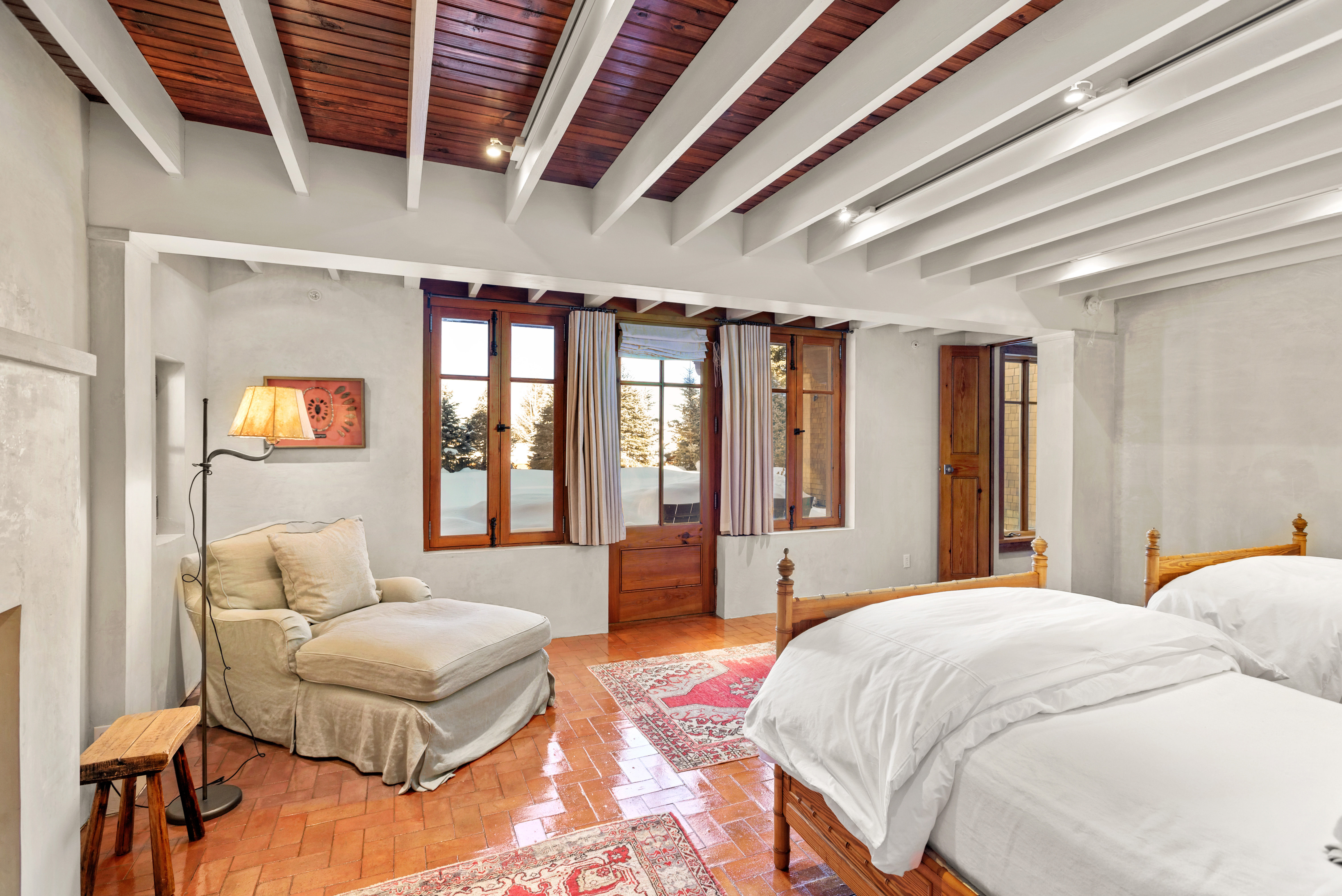 Guest Bedroom with two twins and seating area. 