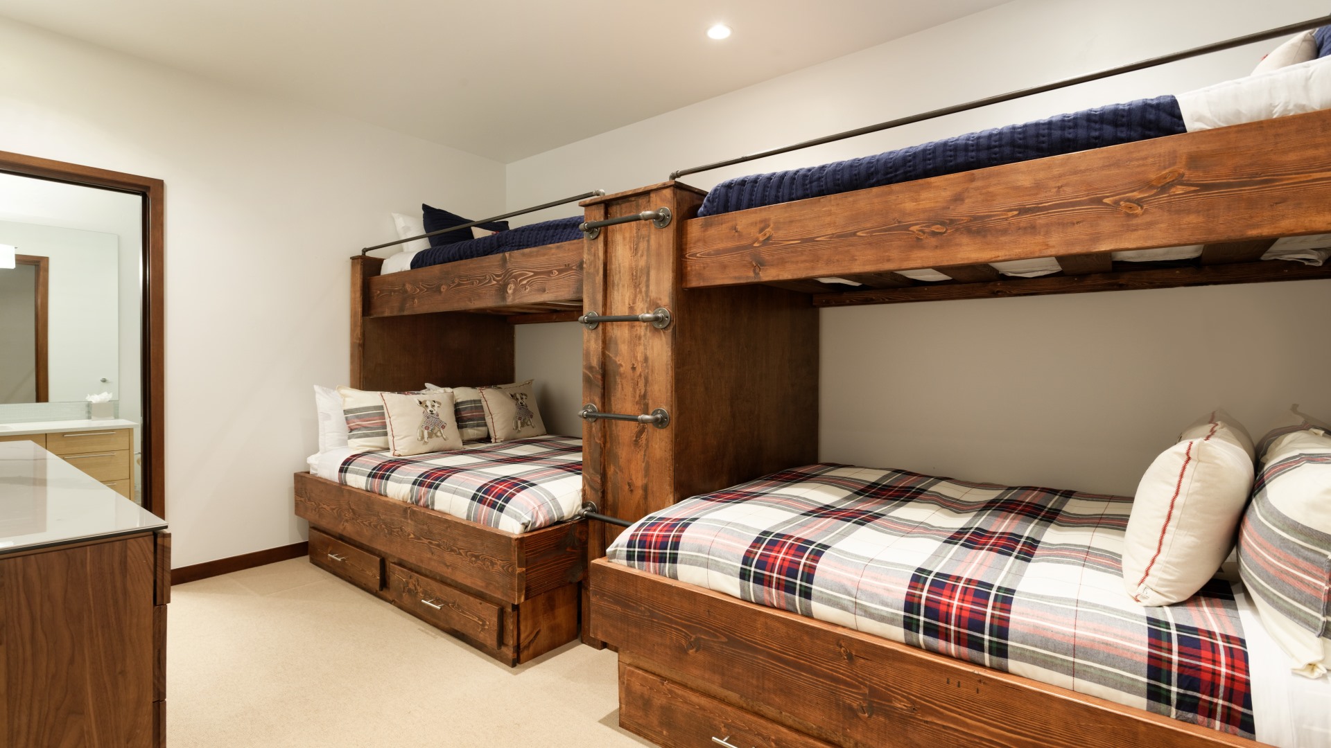 Bunk Room featuring four twins total, with under the bed storage. 