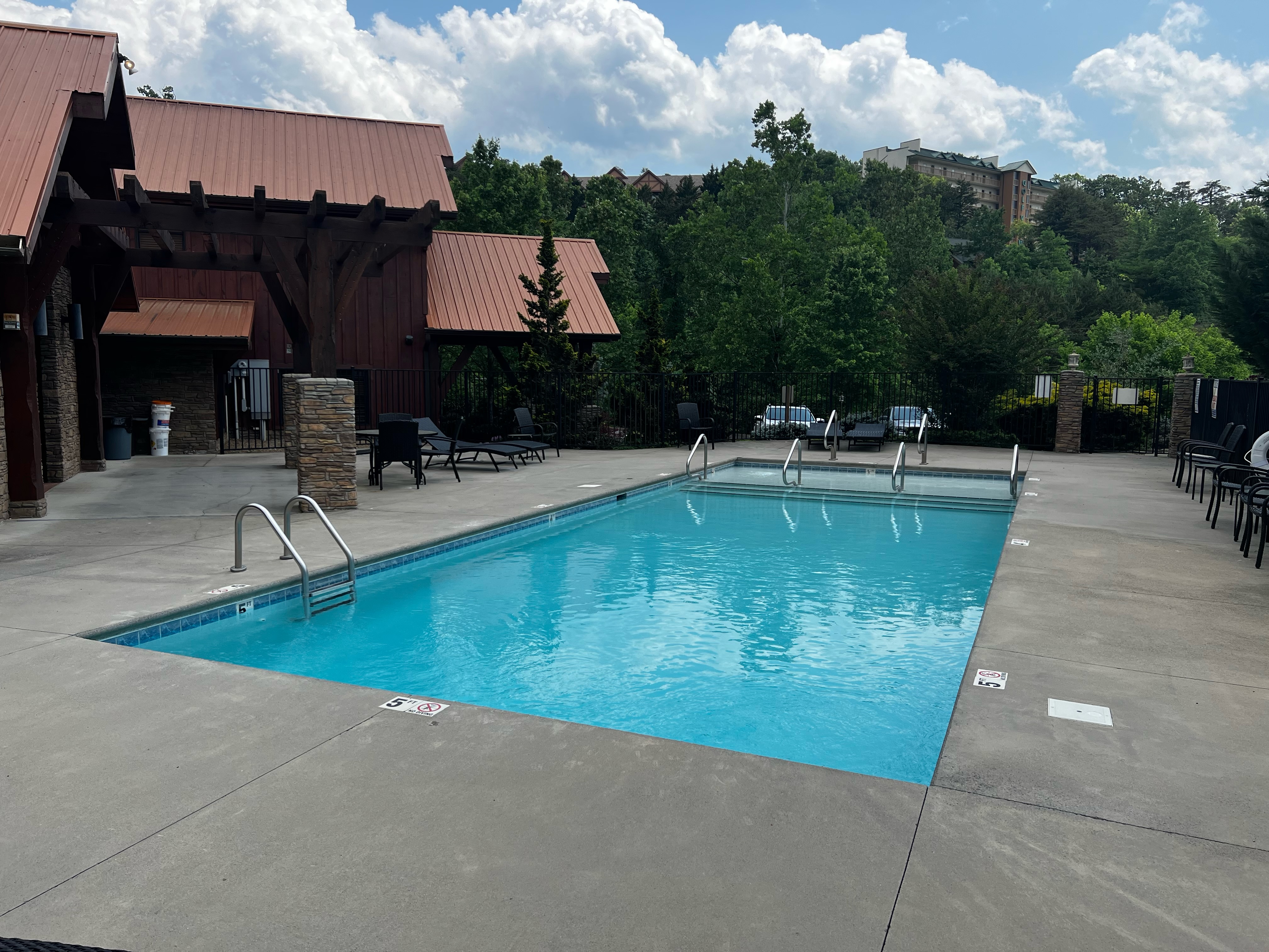 Neighborhood outdoor pool available for your use (seasonal). Book your Spring/Summer vacation at Bear Cove Falls!