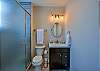 This bathroom has a walk-in shower
