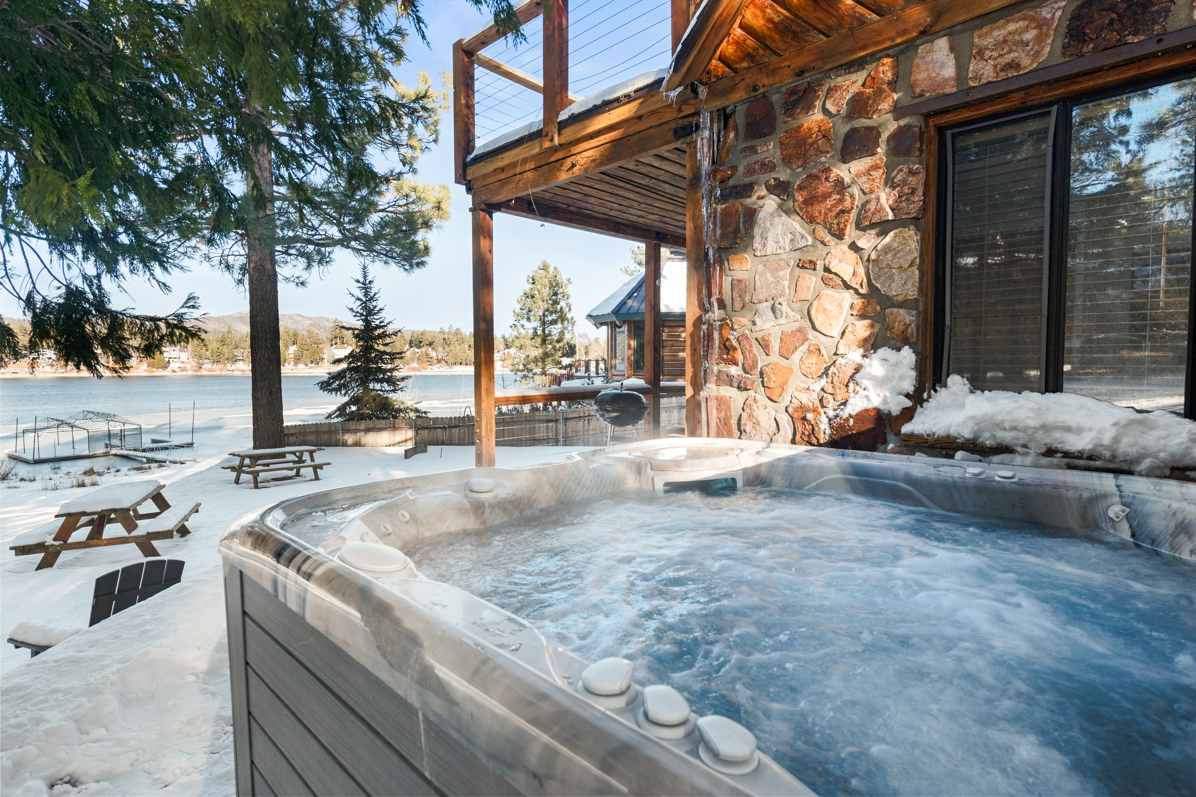 Private Hot Tub with lake views