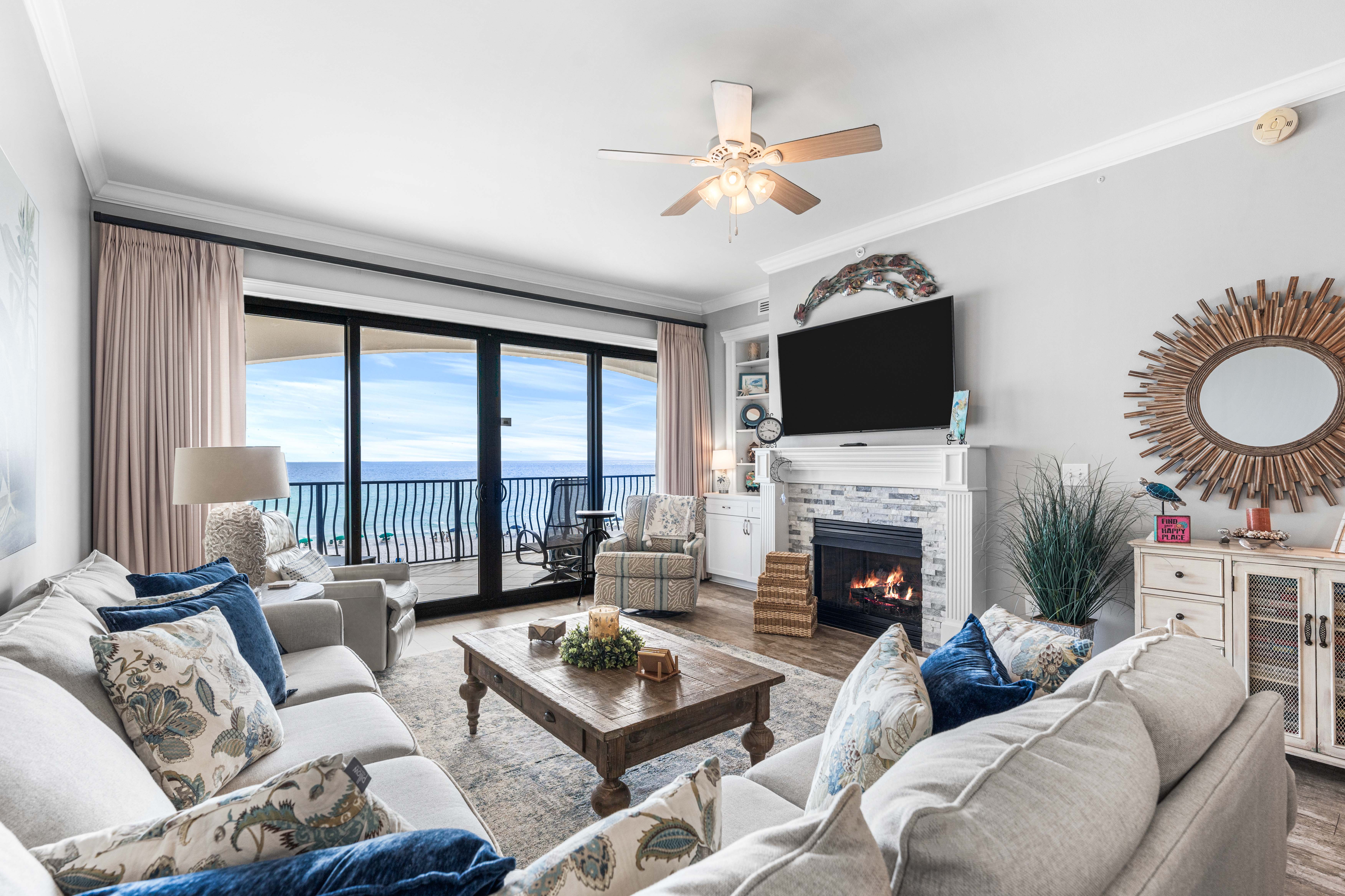 Living room with beautiful Gulf views