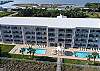 aerial view of building & pool area