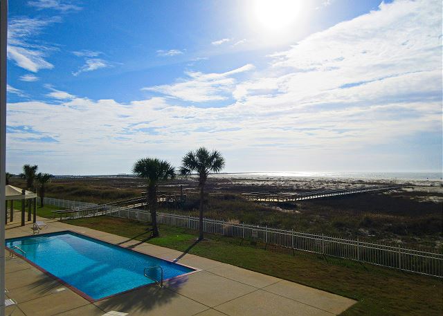 view of pool & beach