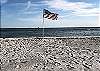 American flag on the beach