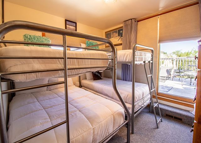 Third floor bedroom with twin over full and twin over twin bunks