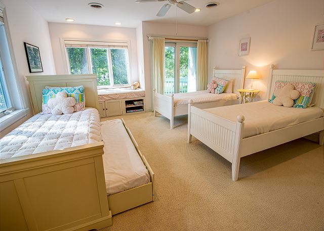 Second Level | Bedroom  4: Three Twin Beds with One Twin Trundle