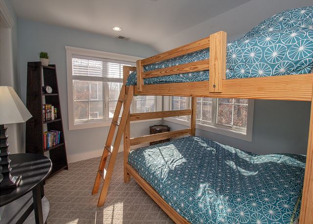 Second Level | Bedroom 3 | Queen Over Queen Bunk Beds With An At