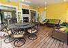 Screened in porch with a double sided gas fire place Screened in porch with a double sided gas fire place