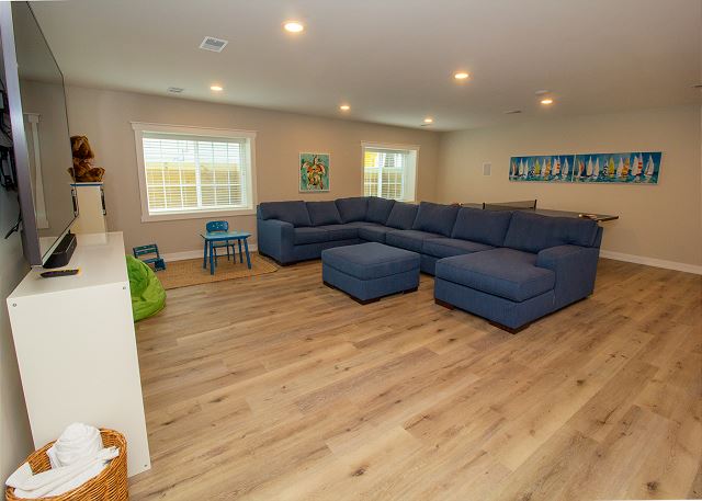 Basement living space with sleeper sofa bed Basement living space with sleeper sofa bed