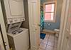 Stacking Kenmore washer/dryer and entrance to full bathroom Stacking Kenmore washer/dryer and entrance to full bathroom