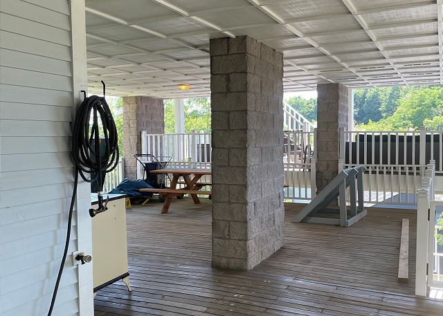 Outside Living | Covered Deck with Grill and Dining Outside Living | Covered Deck with Grill and Dining