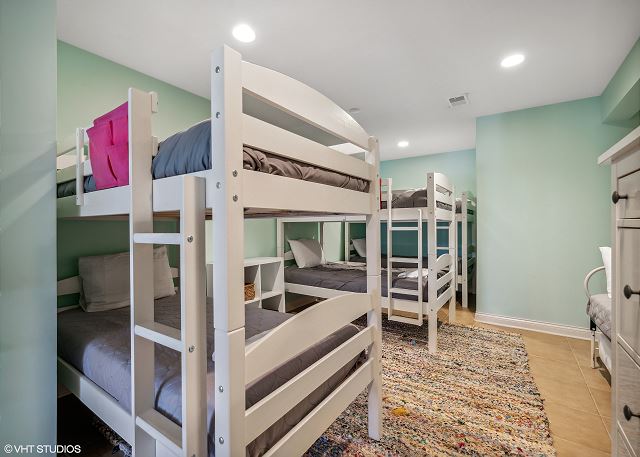 Garden Level | Bedroom 4 | Three Bunk Beds, Daybed with Trundle