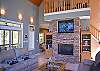 Main Level Great Room has a Gas Fireplace, HD Smart TV