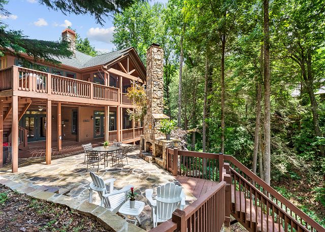 Welcome to Serenity Lodge on Lake Lure!  A lakefront home with fabulous outdoor spaces to gather together, play in the lake, or just relax.