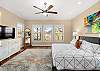 Large Main Level Primary Bedroom has King Bed, private Bathroom 