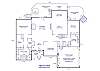 Main Level layout - Open floor plan Great Room/Dining Area/Kitchen is perfect for entertaining and large groups.  Split floor plan has Primary Bedroom Suite at the left, 2nd King Bedroom, Hall Bath and Laundry Room at the right